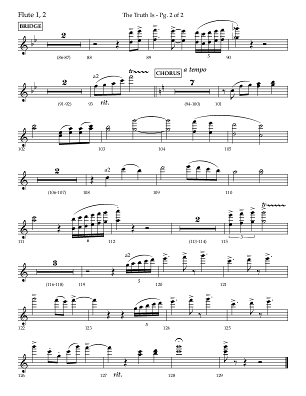 The Truth Is (Choral Anthem SATB) Flute 1/2 (Lifeway Choral / Arr. Bradley Knight)