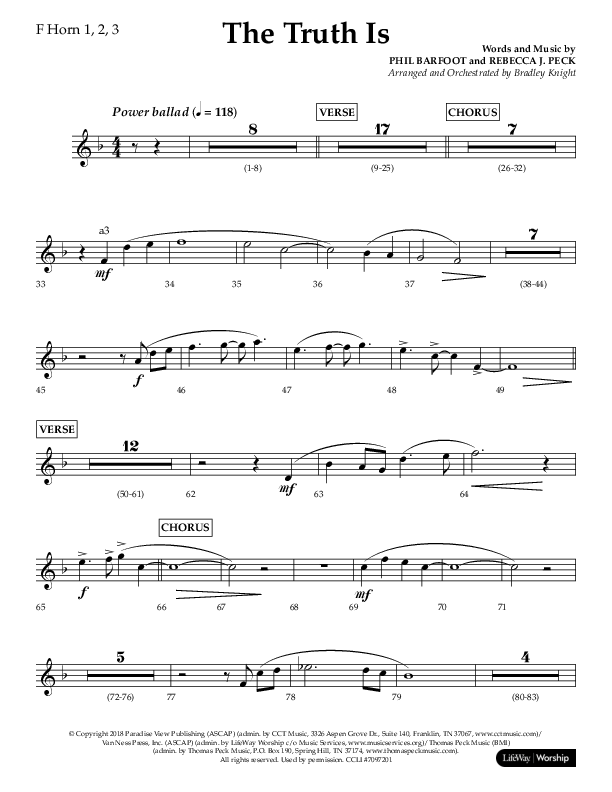 The Truth Is (Choral Anthem SATB) French Horn (Lifeway Choral / Arr. Bradley Knight)