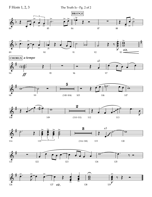 The Truth Is (Choral Anthem SATB) French Horn (Lifeway Choral / Arr. Bradley Knight)