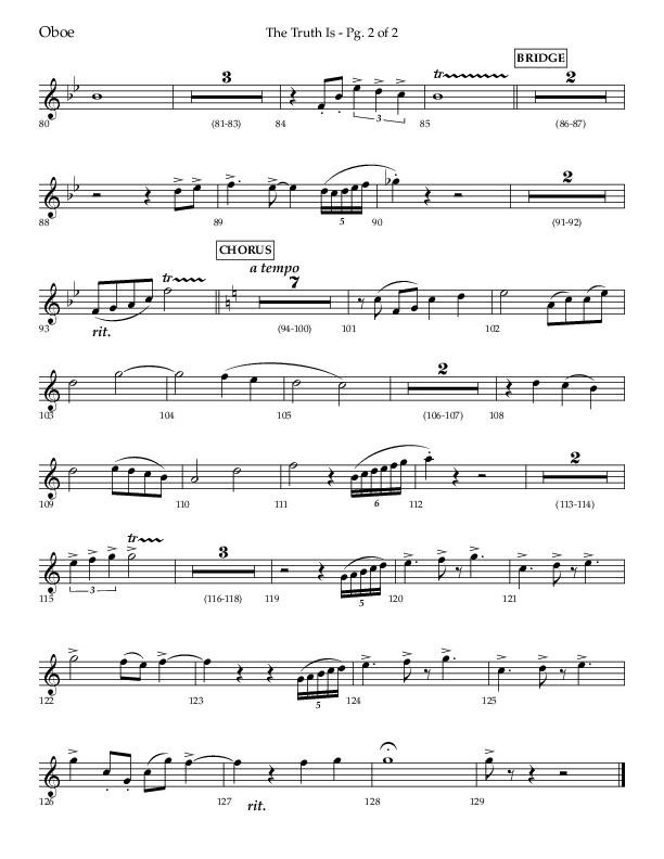The Truth Is (Choral Anthem SATB) Oboe (Lifeway Choral / Arr. Bradley Knight)