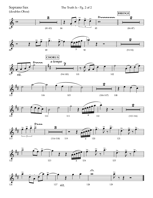 The Truth Is (Choral Anthem SATB) Soprano Sax (Lifeway Choral / Arr. Bradley Knight)