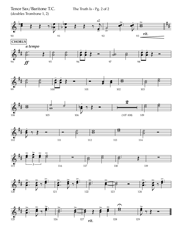 The Truth Is (Choral Anthem SATB) Tenor Sax/Baritone T.C. (Lifeway Choral / Arr. Bradley Knight)