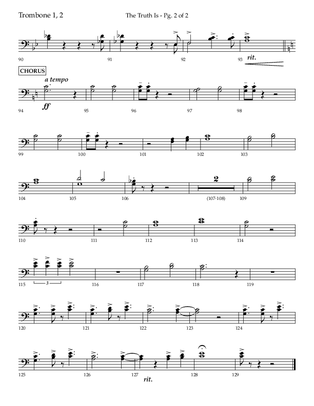 The Truth Is (Choral Anthem SATB) Trombone 1/2 (Lifeway Choral / Arr. Bradley Knight)