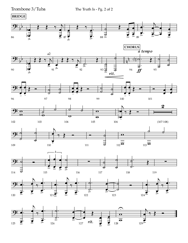 The Truth Is (Choral Anthem SATB) Trombone 3/Tuba (Lifeway Choral / Arr. Bradley Knight)