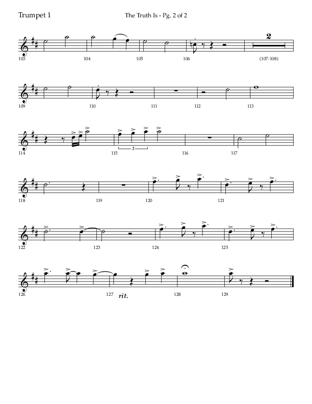 The Truth Is (Choral Anthem SATB) Trumpet 1 (Lifeway Choral / Arr. Bradley Knight)