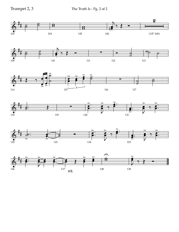 The Truth Is (Choral Anthem SATB) Trumpet 2/3 (Lifeway Choral / Arr. Bradley Knight)