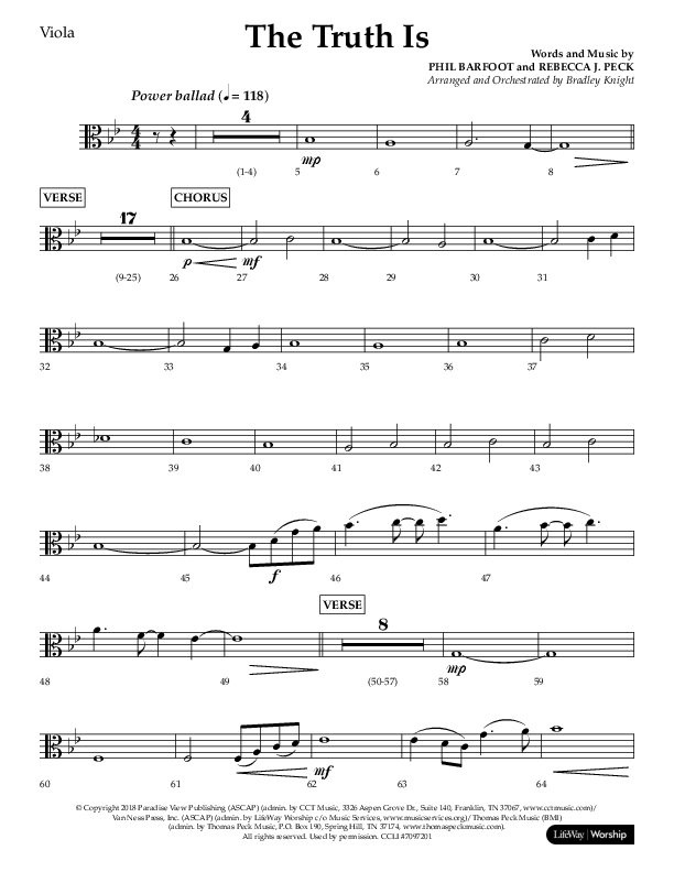 The Truth Is (Choral Anthem SATB) Viola (Lifeway Choral / Arr. Bradley Knight)