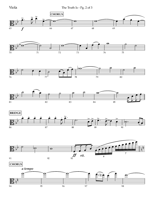 The Truth Is (Choral Anthem SATB) Viola (Lifeway Choral / Arr. Bradley Knight)