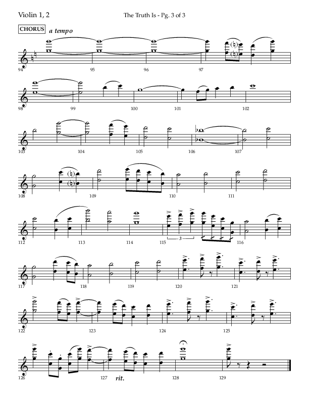 The Truth Is (Choral Anthem SATB) Violin 1/2 (Lifeway Choral / Arr. Bradley Knight)