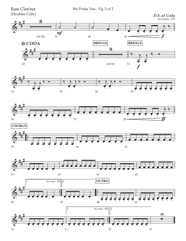 We Praise You (Choral Anthem SATB) Bass Clarinet (Lifeway Choral / Arr. Daniel Semsen)