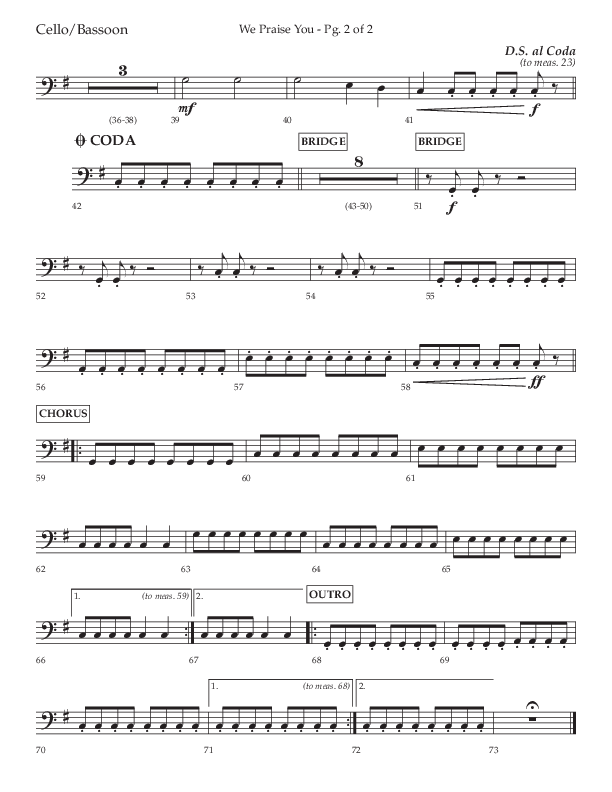 We Praise You (Choral Anthem SATB) Cello (Lifeway Choral / Arr. Daniel Semsen)