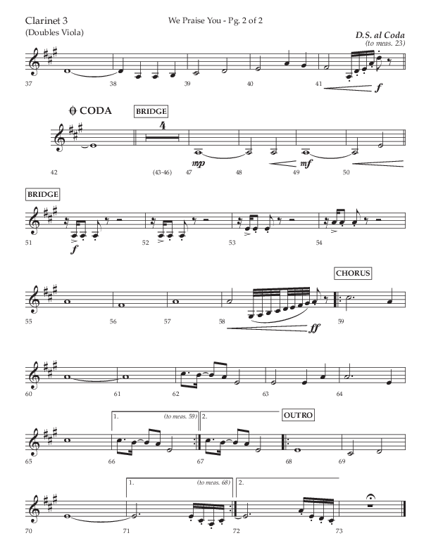 We Praise You (Choral Anthem SATB) Clarinet 3 (Lifeway Choral / Arr. Daniel Semsen)