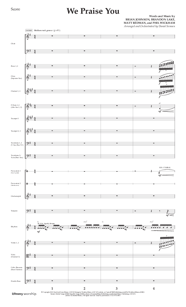 We Praise You (Choral Anthem SATB) Orchestration (Lifeway Choral / Arr. Daniel Semsen)