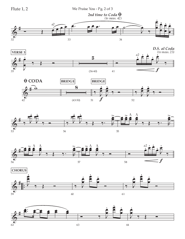 We Praise You (Choral Anthem SATB) Flute 1/2 (Lifeway Choral / Arr. Daniel Semsen)