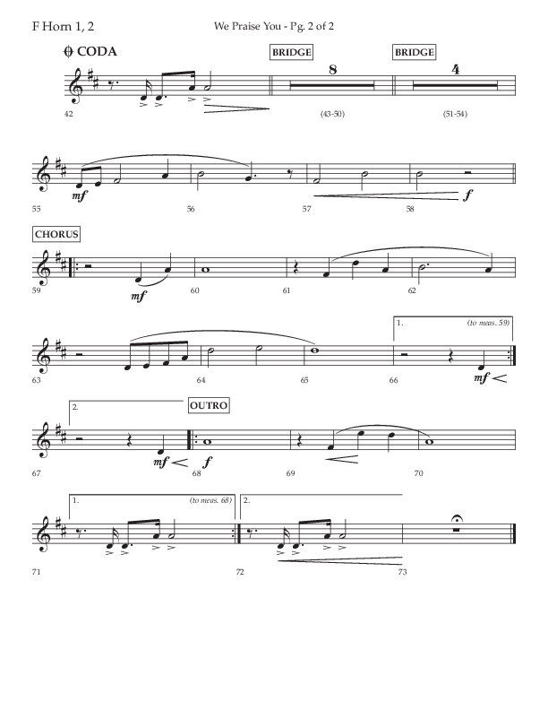 We Praise You (Choral Anthem SATB) French Horn 1/2 (Lifeway Choral / Arr. Daniel Semsen)