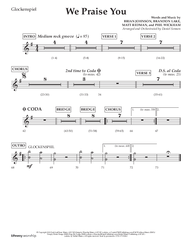 We Praise You (Choral Anthem SATB) Glockenspiel (Lifeway Choral / Arr. Daniel Semsen)