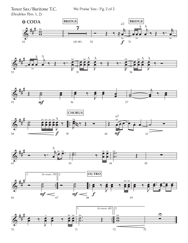 We Praise You (Choral Anthem SATB) Tenor Sax/Baritone T.C. (Lifeway Choral / Arr. Daniel Semsen)