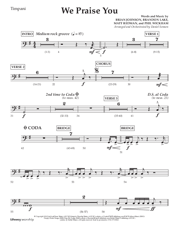 We Praise You (Choral Anthem SATB) Timpani (Lifeway Choral / Arr. Daniel Semsen)