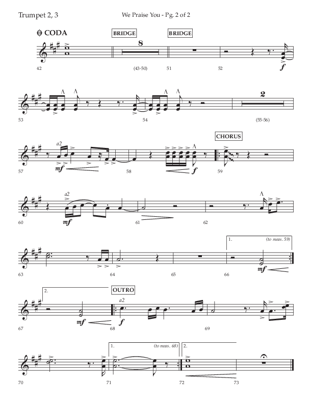 We Praise You (Choral Anthem SATB) Trumpet 2/3 (Lifeway Choral / Arr. Daniel Semsen)