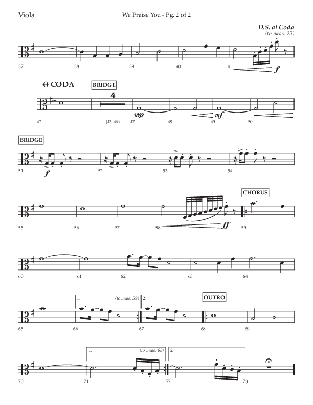 We Praise You (Choral Anthem SATB) Viola (Lifeway Choral / Arr. Daniel Semsen)