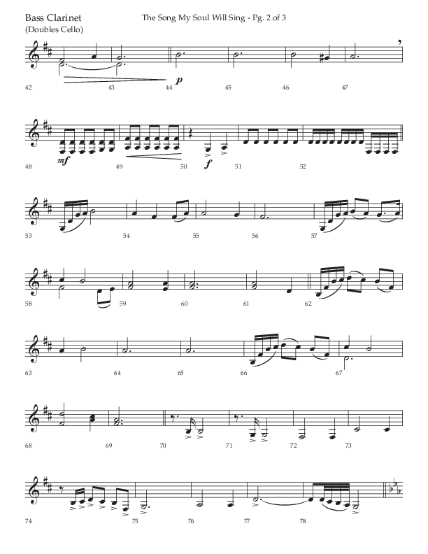 The Song My Soul Will Sing (Choral Anthem SATB) Bass Clarinet (Lifeway Choral / Arr. Bradley Knight)