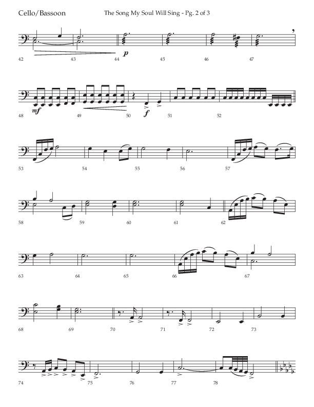 The Song My Soul Will Sing (Choral Anthem SATB) Cello (Lifeway Choral / Arr. Bradley Knight)