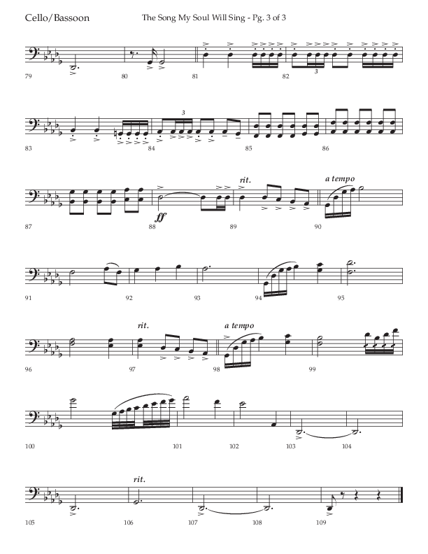 The Song My Soul Will Sing (Choral Anthem SATB) Cello (Lifeway Choral / Arr. Bradley Knight)