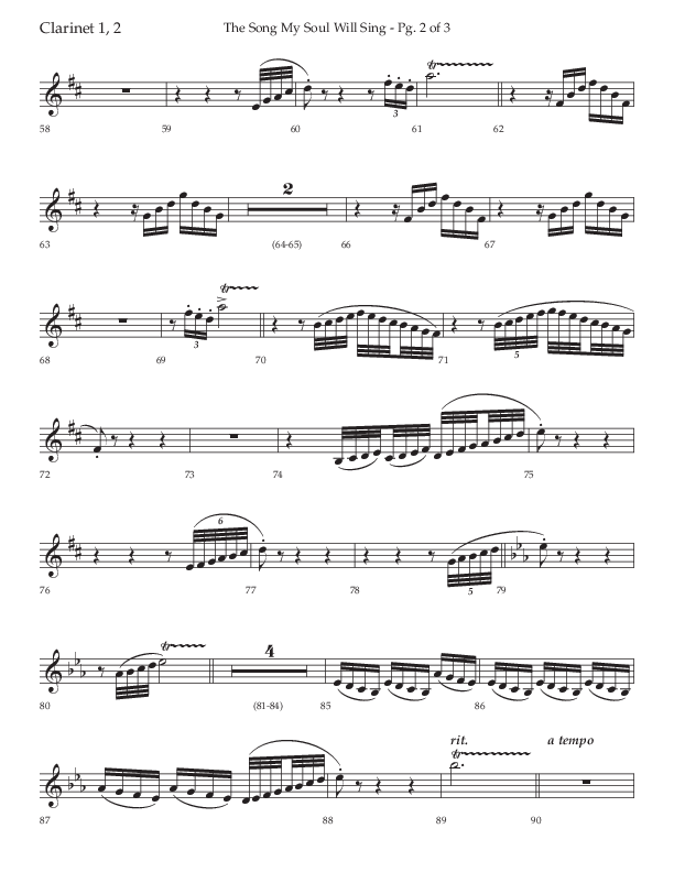 The Song My Soul Will Sing (Choral Anthem SATB) Clarinet 1/2 (Lifeway Choral / Arr. Bradley Knight)