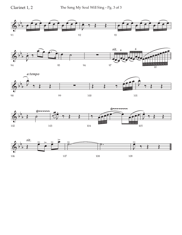 The Song My Soul Will Sing (Choral Anthem SATB) Clarinet 1/2 (Lifeway Choral / Arr. Bradley Knight)