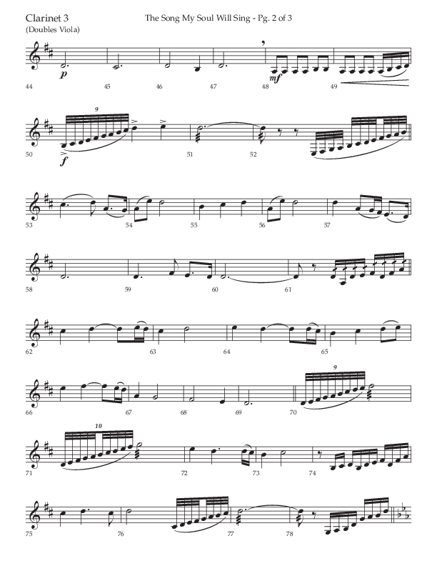 The Song My Soul Will Sing (Choral Anthem SATB) Clarinet 3 (Lifeway Choral / Arr. Bradley Knight)