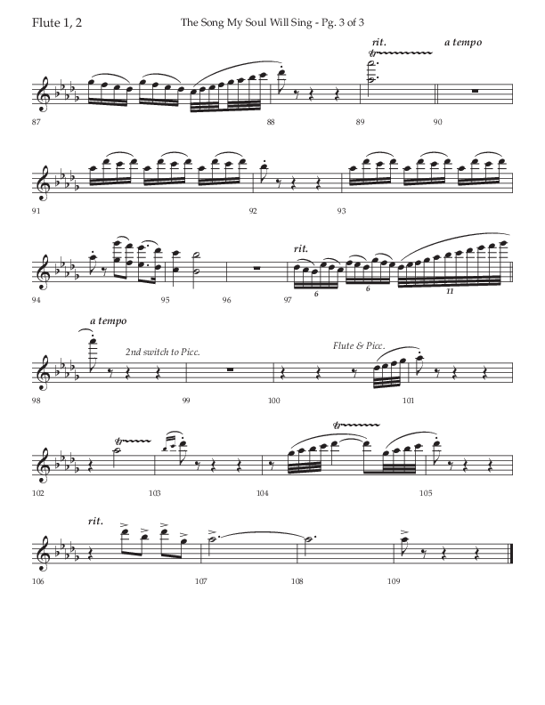The Song My Soul Will Sing (Choral Anthem SATB) Flute 1/2 (Lifeway Choral / Arr. Bradley Knight)