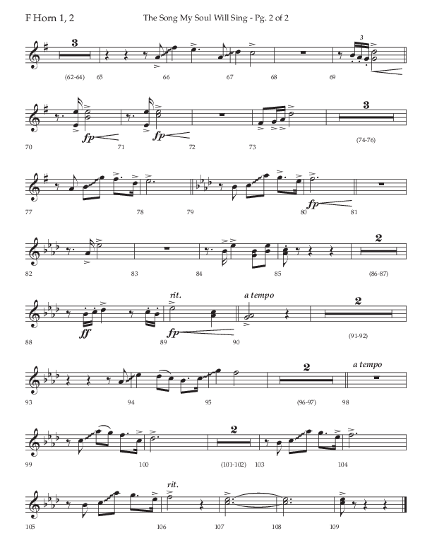 The Song My Soul Will Sing (Choral Anthem SATB) French Horn 1/2 (Lifeway Choral / Arr. Bradley Knight)