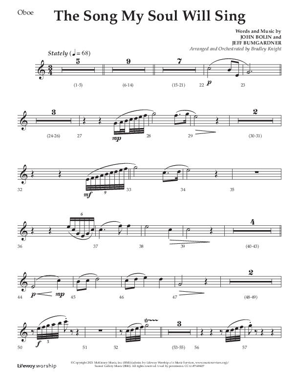 The Song My Soul Will Sing (Choral Anthem SATB) Oboe (Lifeway Choral / Arr. Bradley Knight)