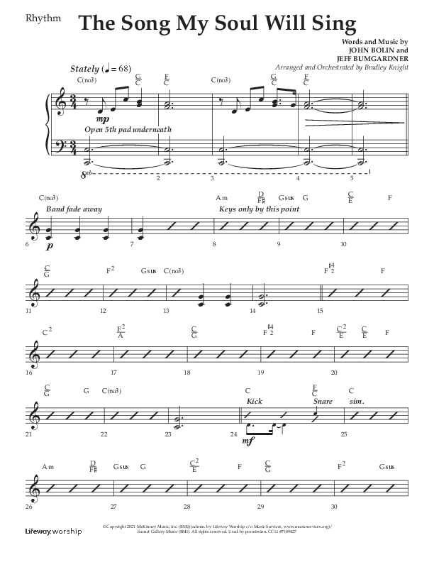 The Song My Soul Will Sing (Choral Anthem SATB) Lead Melody & Rhythm (Lifeway Choral / Arr. Bradley Knight)
