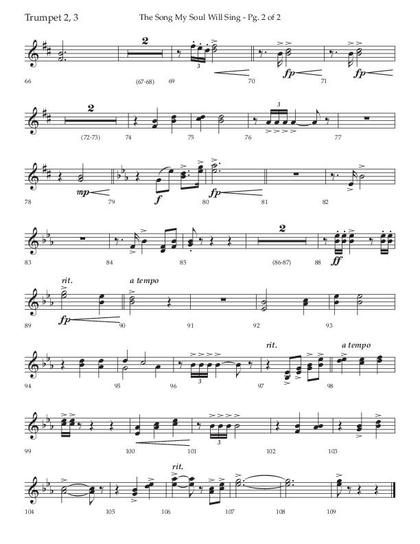 The Song My Soul Will Sing (Choral Anthem SATB) Trumpet 2/3 (Lifeway Choral / Arr. Bradley Knight)
