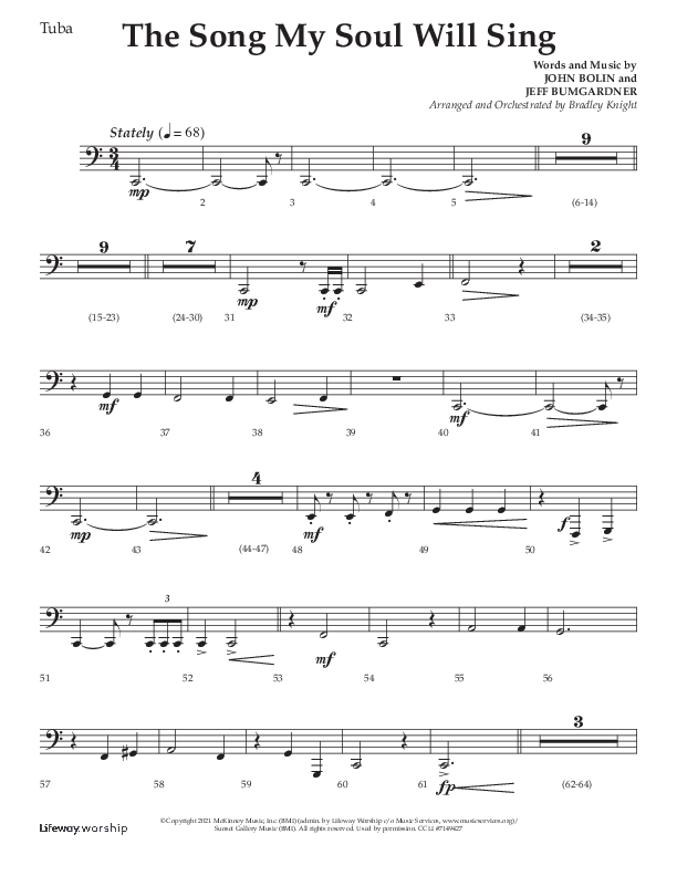 The Song My Soul Will Sing (Choral Anthem SATB) Tuba (Lifeway Choral / Arr. Bradley Knight)