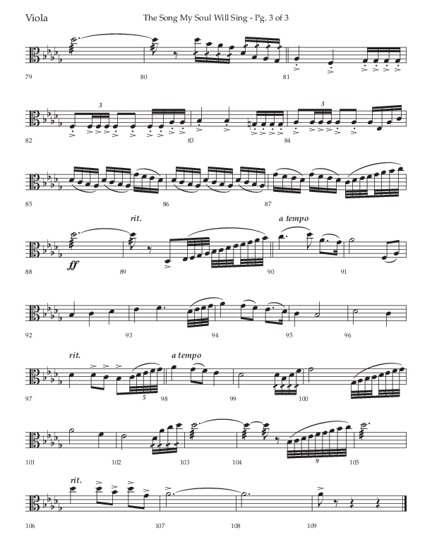 The Song My Soul Will Sing (Choral Anthem SATB) Viola (Lifeway Choral / Arr. Bradley Knight)