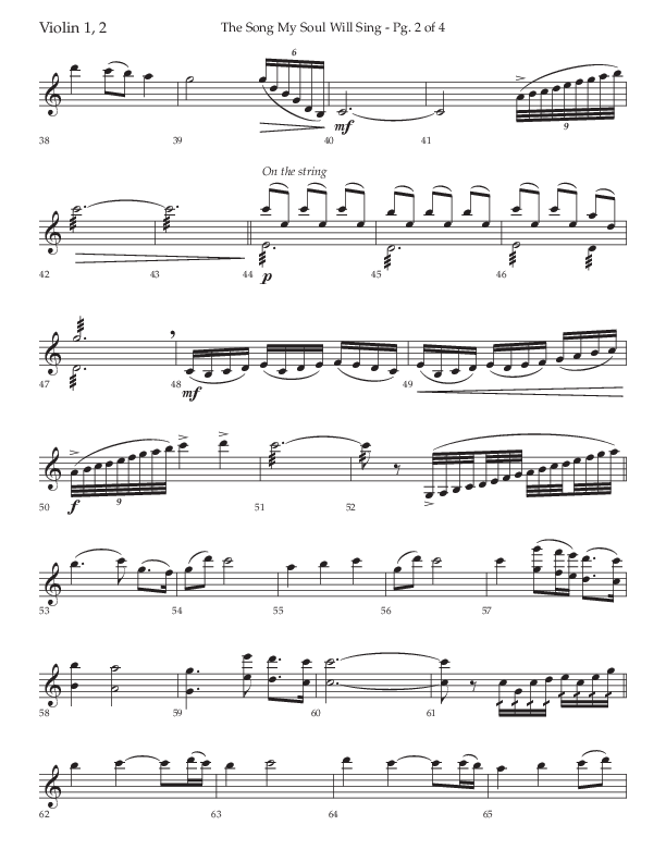 The Song My Soul Will Sing (Choral Anthem SATB) Violin 1/2 (Lifeway Choral / Arr. Bradley Knight)