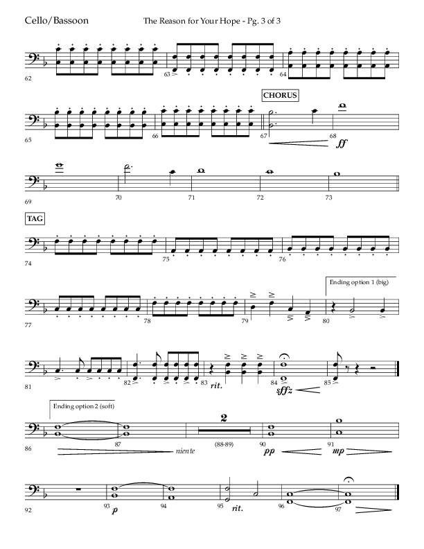 The Reason For Your Hope (Choral Anthem SATB) Cello (Lifeway Choral / Arr. John Bolin / Orch. Phillip Keveren)