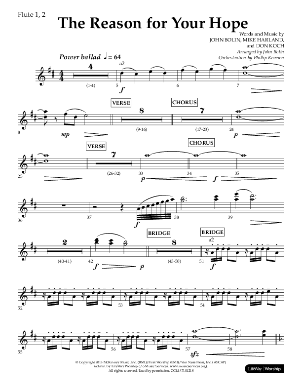 The Reason For Your Hope (Choral Anthem SATB) Flute 1/2 (Lifeway Choral / Arr. John Bolin / Orch. Phillip Keveren)