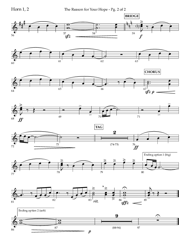 The Reason For Your Hope (Choral Anthem SATB) French Horn 1/2 (Lifeway Choral / Arr. John Bolin / Orch. Phillip Keveren)