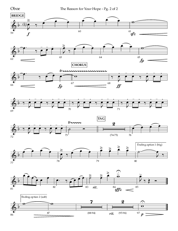 The Reason For Your Hope (Choral Anthem SATB) Oboe (Lifeway Choral / Arr. John Bolin / Orch. Phillip Keveren)