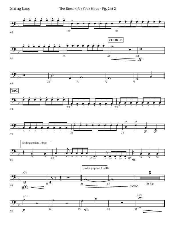 The Reason For Your Hope (Choral Anthem SATB) String Bass (Lifeway Choral / Arr. John Bolin / Orch. Phillip Keveren)