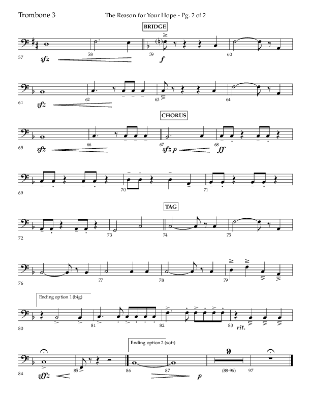 The Reason For Your Hope (Choral Anthem SATB) Trombone 3 (Lifeway Choral / Arr. John Bolin / Orch. Phillip Keveren)