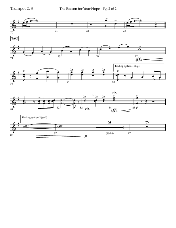 The Reason For Your Hope (Choral Anthem SATB) Trumpet 2/3 (Lifeway Choral / Arr. John Bolin / Orch. Phillip Keveren)