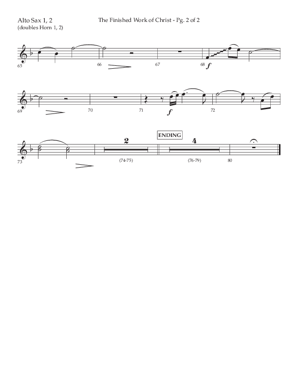 The Finished Work Of Christ (Choral Anthem SATB) Alto Sax 1/2 (Lifeway Choral / Arr. John Bolin / Orch. David Shipps)