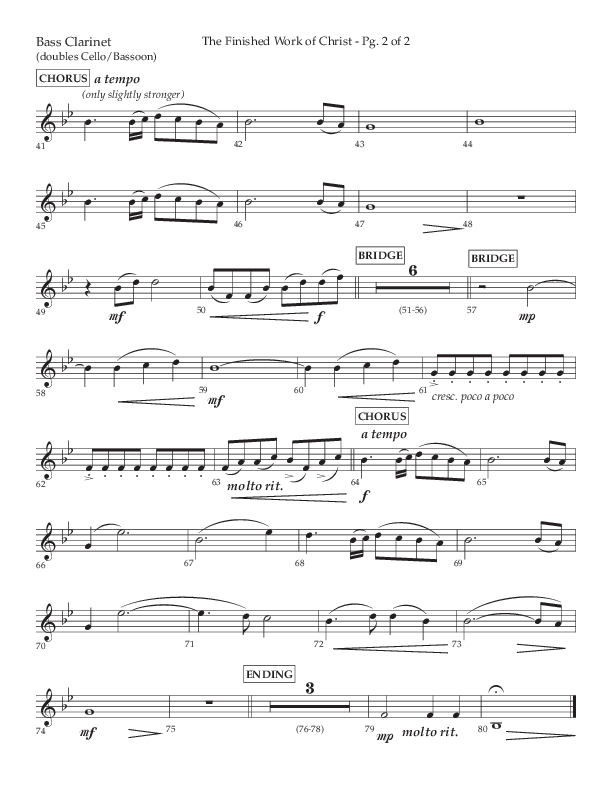 The Finished Work Of Christ (Choral Anthem SATB) Bass Clarinet (Lifeway Choral / Arr. John Bolin / Orch. David Shipps)