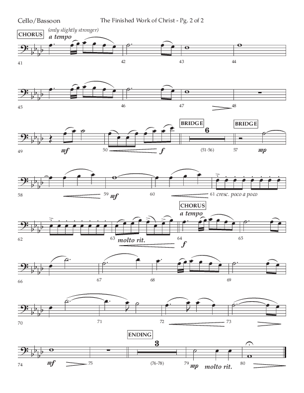 The Finished Work Of Christ (Choral Anthem SATB) Cello (Lifeway Choral / Arr. John Bolin / Orch. David Shipps)