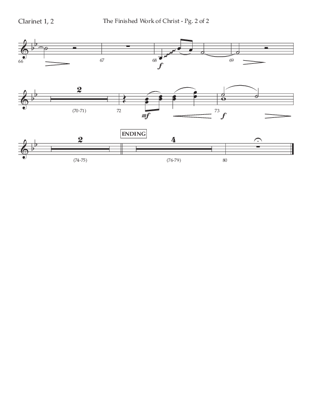 The Finished Work Of Christ (Choral Anthem SATB) Clarinet 1/2 (Lifeway Choral / Arr. John Bolin / Orch. David Shipps)