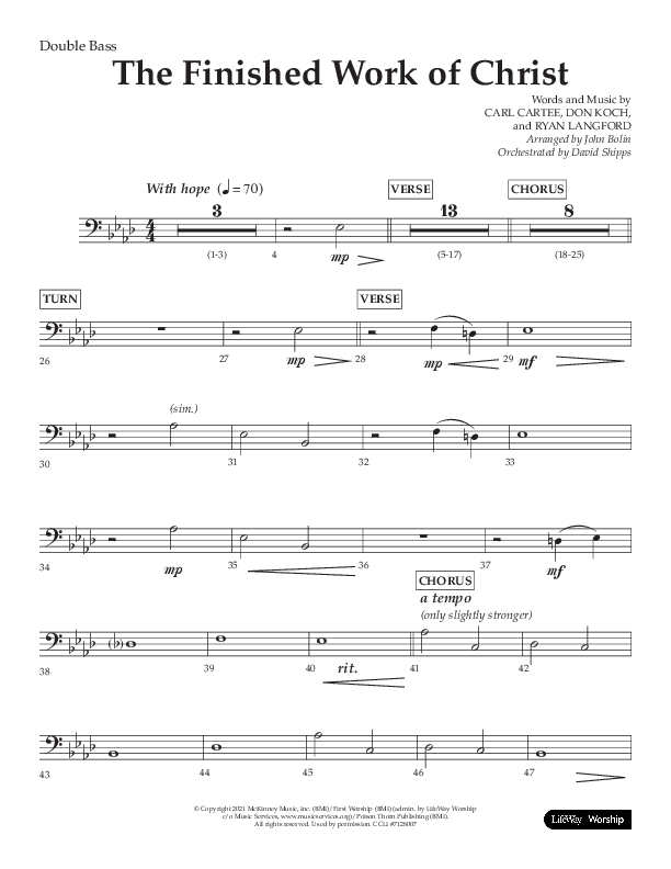 The Finished Work Of Christ (Choral Anthem SATB) Double Bass (Lifeway Choral / Arr. John Bolin / Orch. David Shipps)